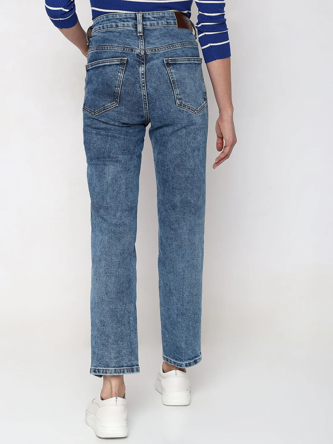Blue Mid Rise Jade Straight Fit Jeans - Image 4