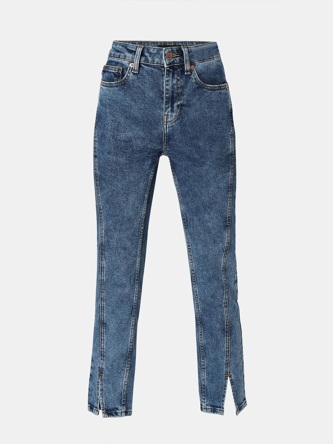 Blue Mid Rise Jade Straight Fit Jeans - Image 7