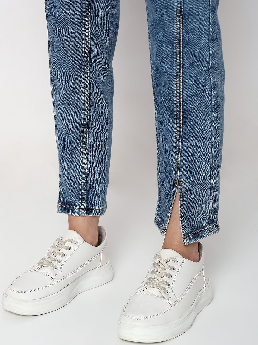 Blue Mid Rise Jade Straight Fit Jeans - Image 8