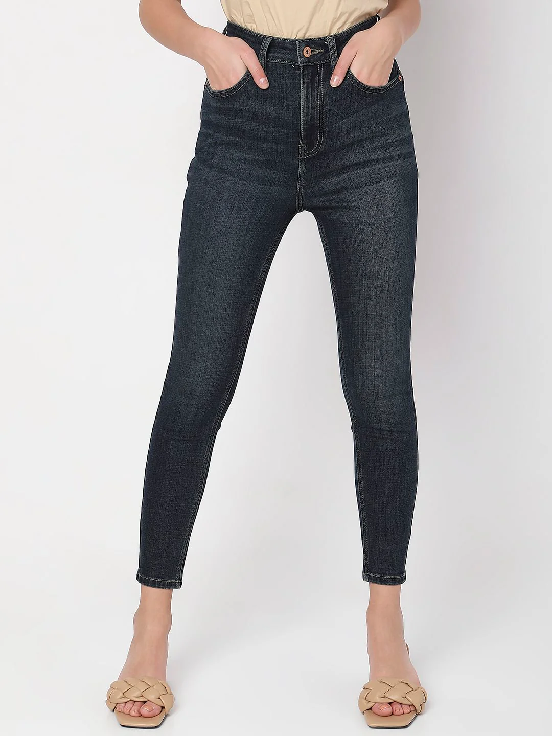 Dark Blue High Rise Wendy Skinny Fit Jeans - Image 2