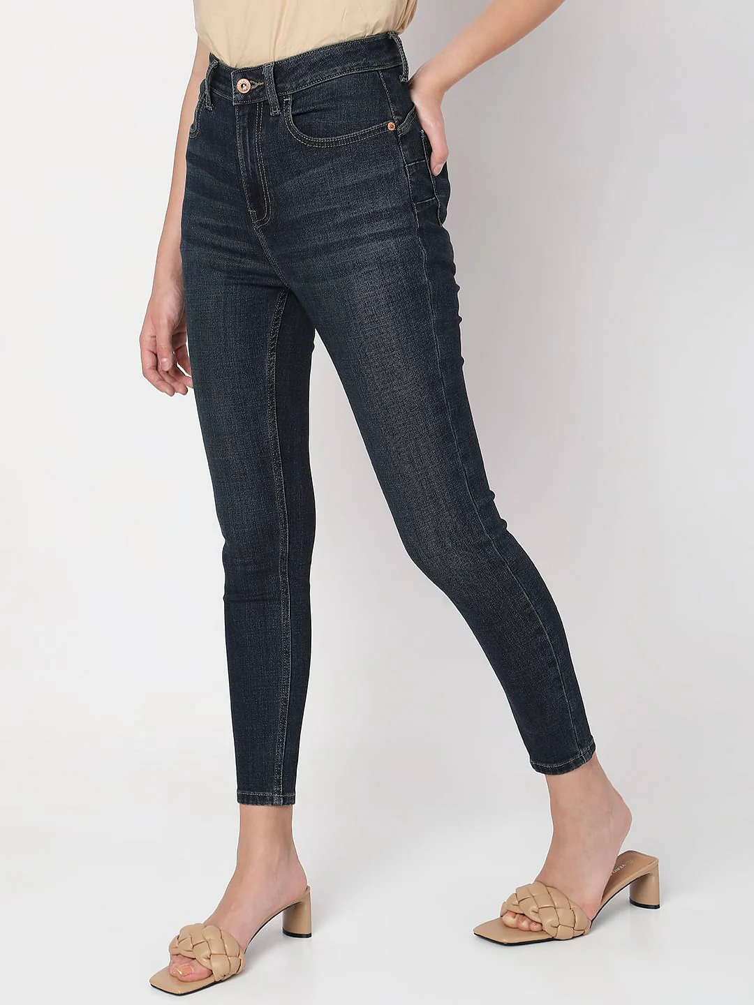 Dark Blue High Rise Wendy Skinny Fit Jeans - Image 3