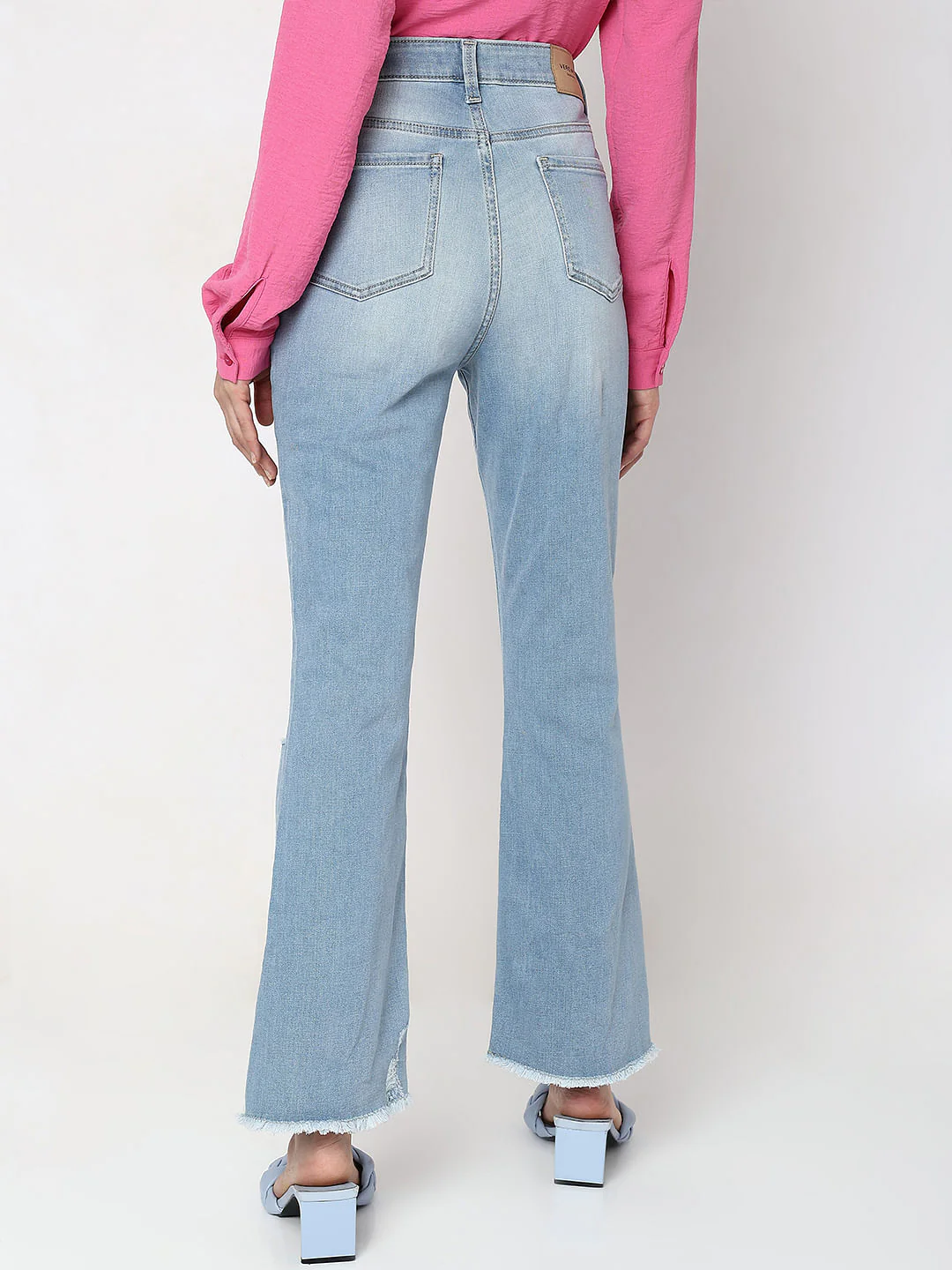 Blue High Rise Distressed Petra Bootcut Jeans - Image 4