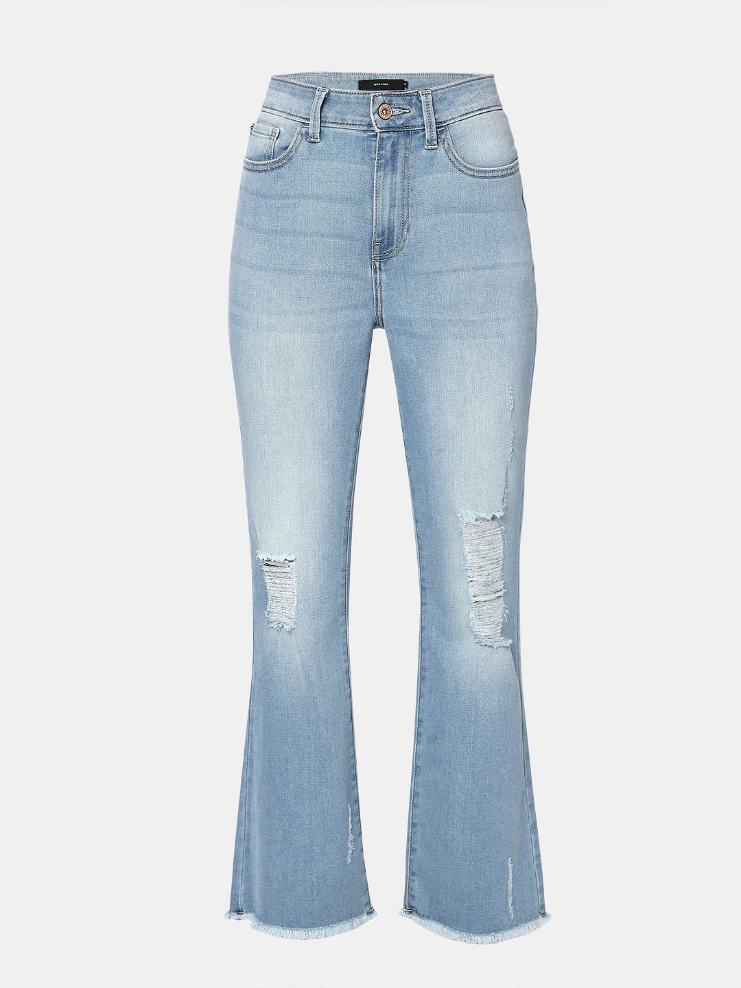Blue High Rise Distressed Petra Bootcut Jeans - Image 7