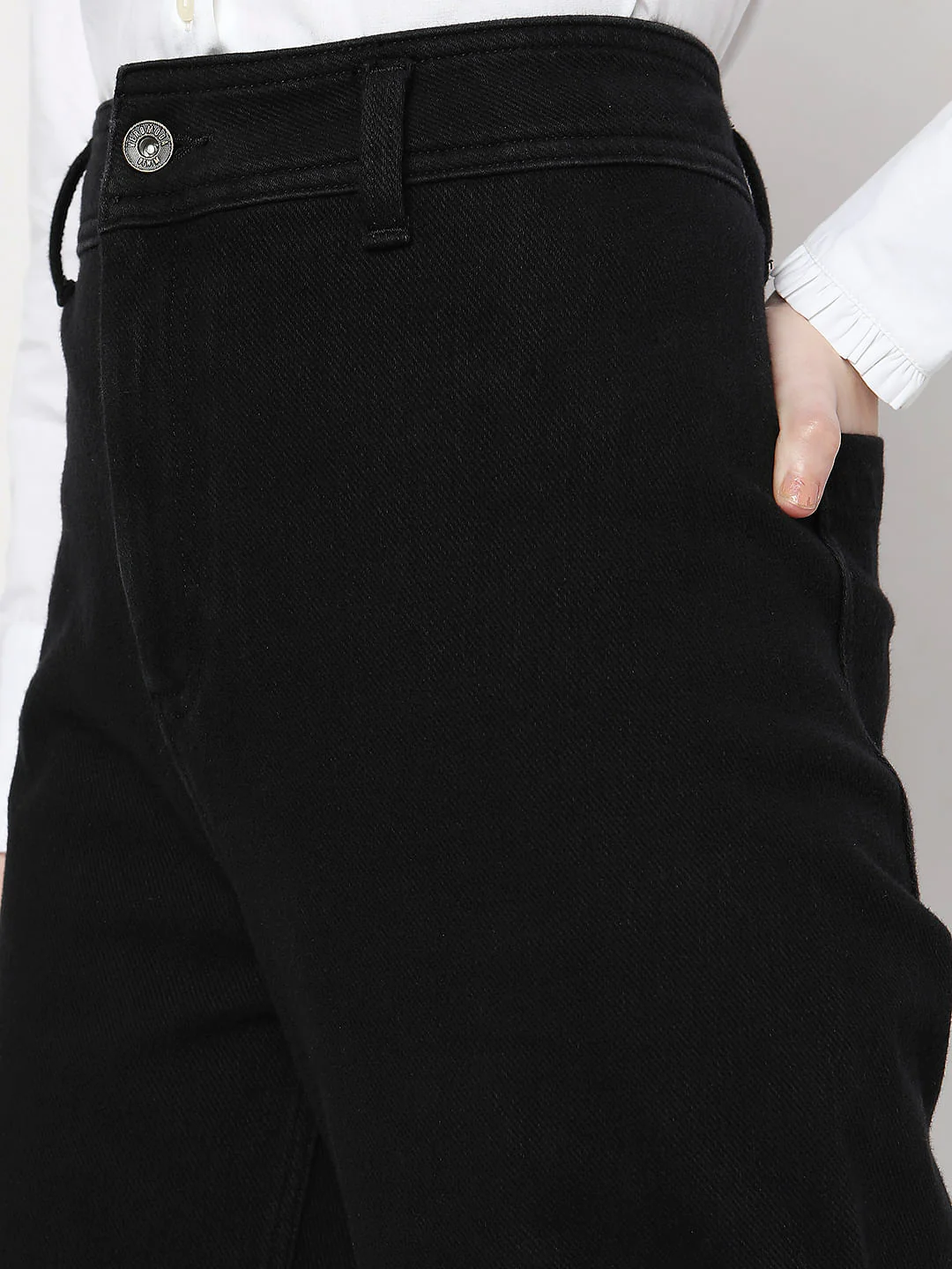 Black High Rise Jade Straight Fit Jeans - Image 5