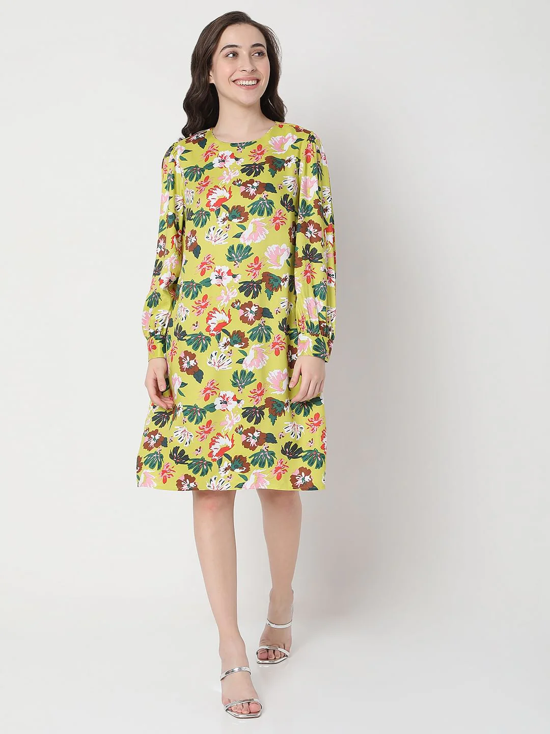 Green Floral Print Shift Dress - Image 2