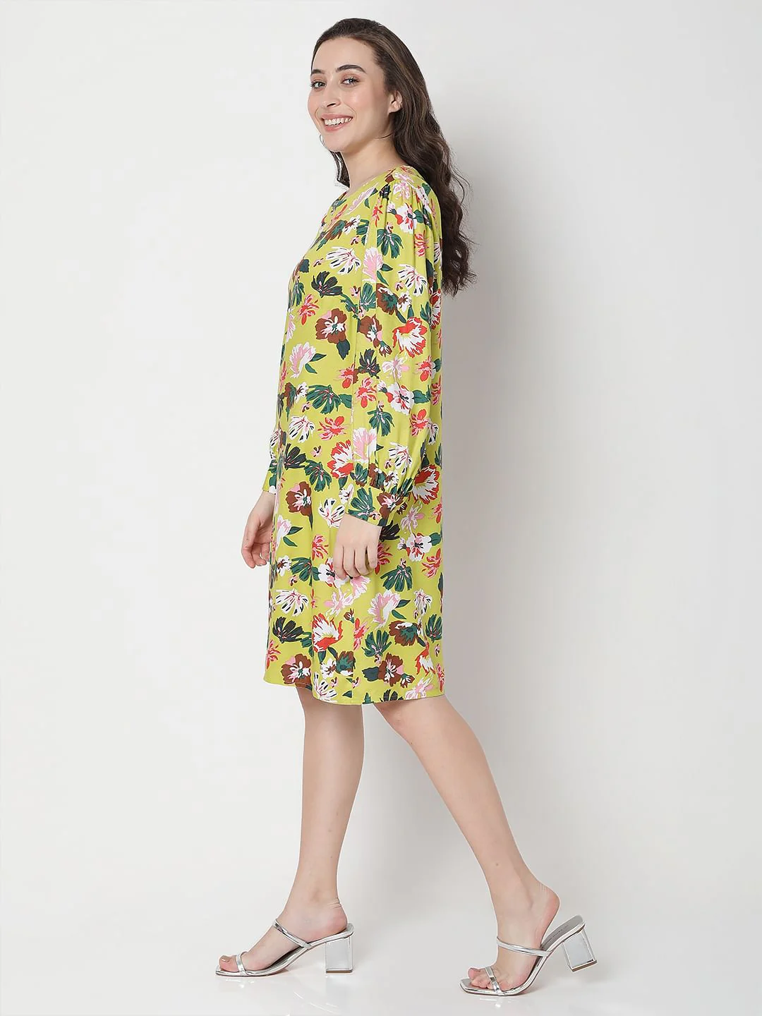 Green Floral Print Shift Dress - Image 3