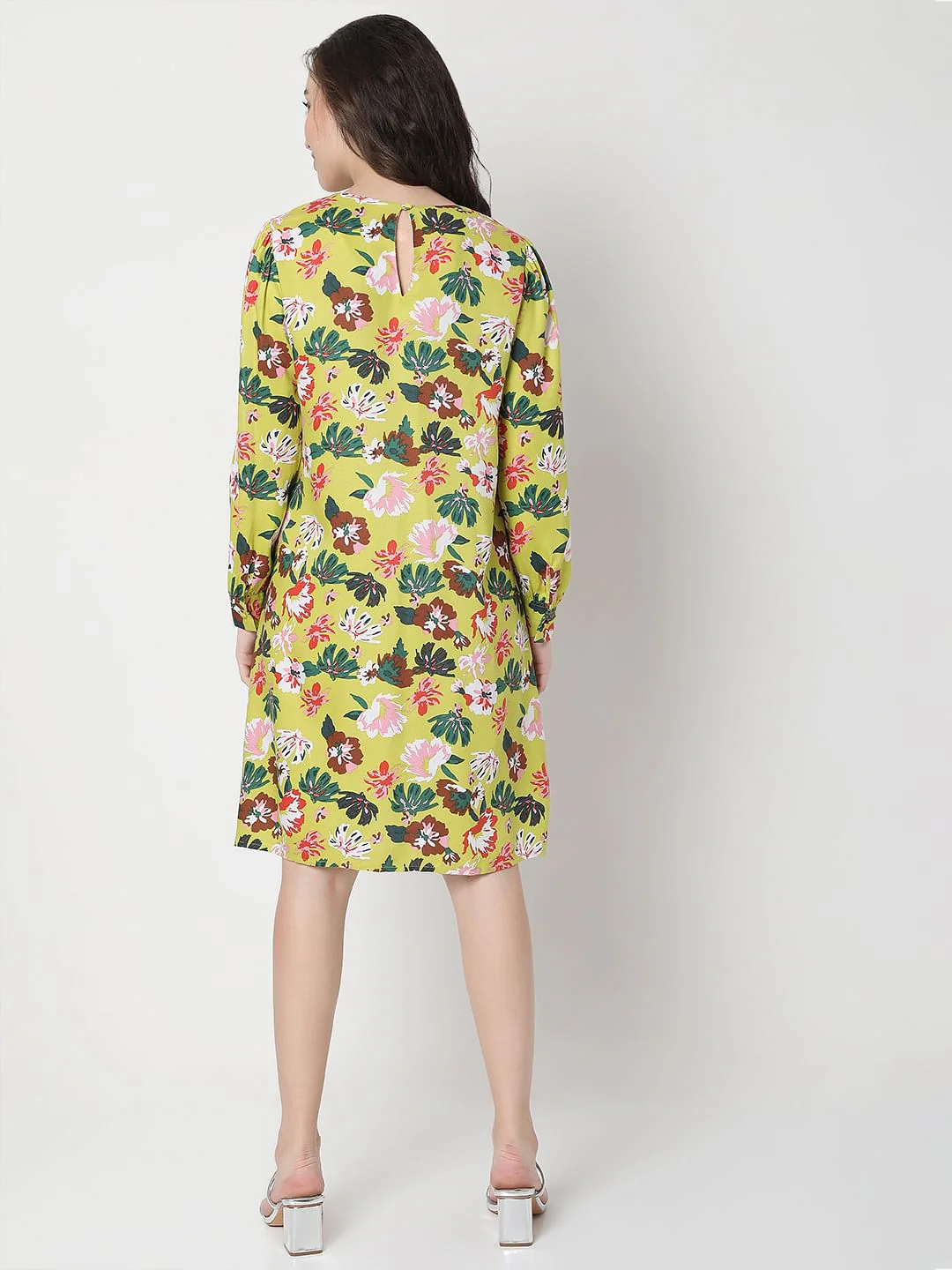 Green Floral Print Shift Dress - Image 4