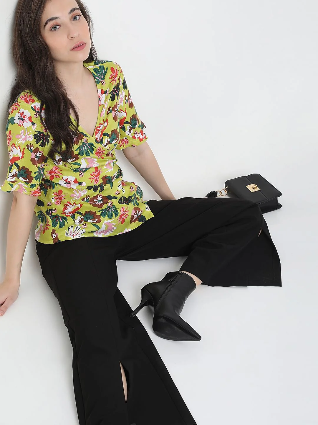 Green Floral Print Top
