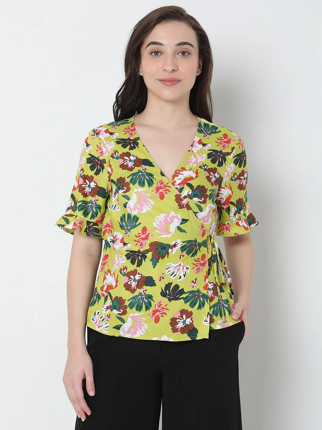 Green Floral Print Top - Image 2