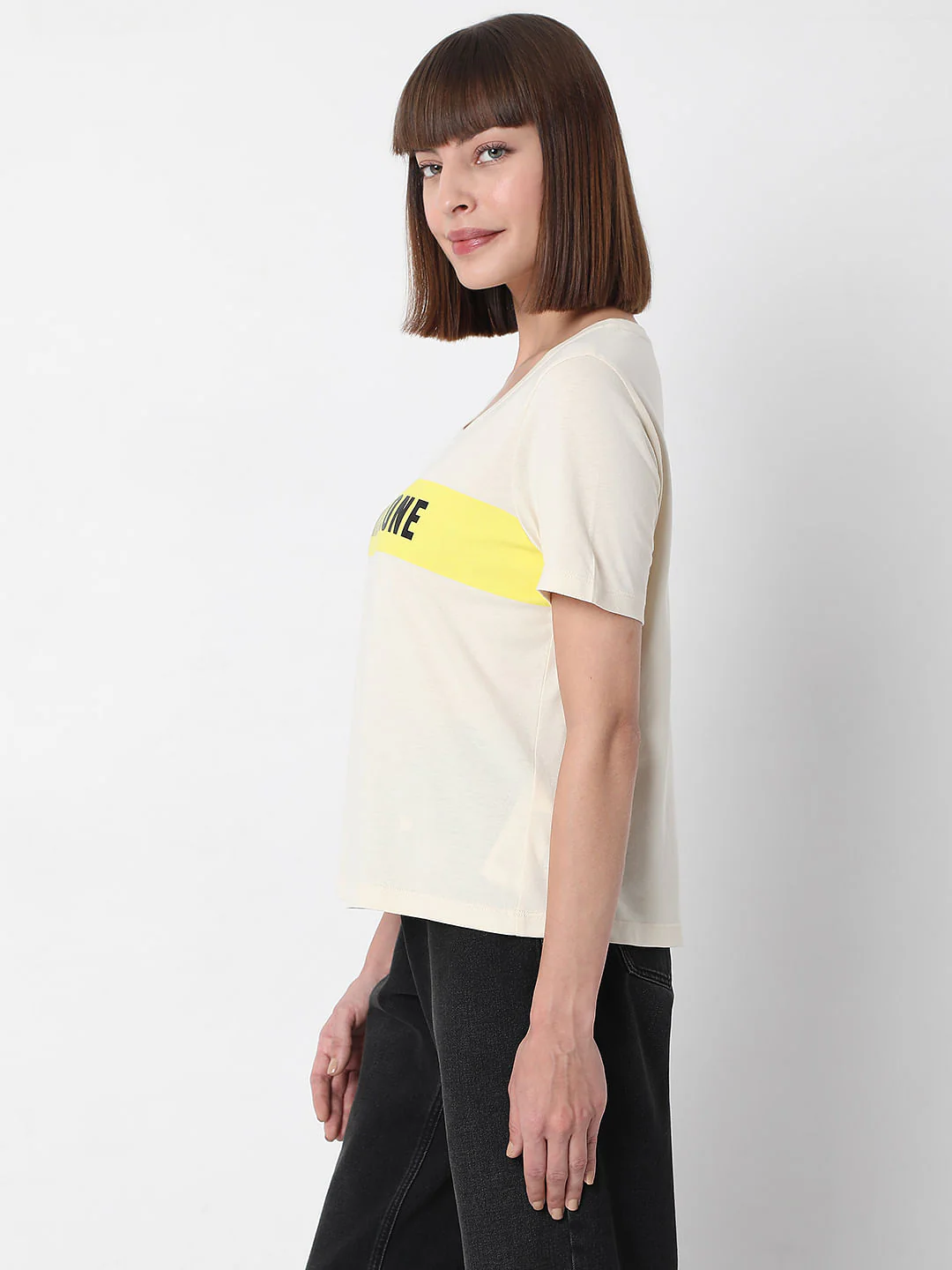 Beige Slogan Print T-Shirt - Image 3