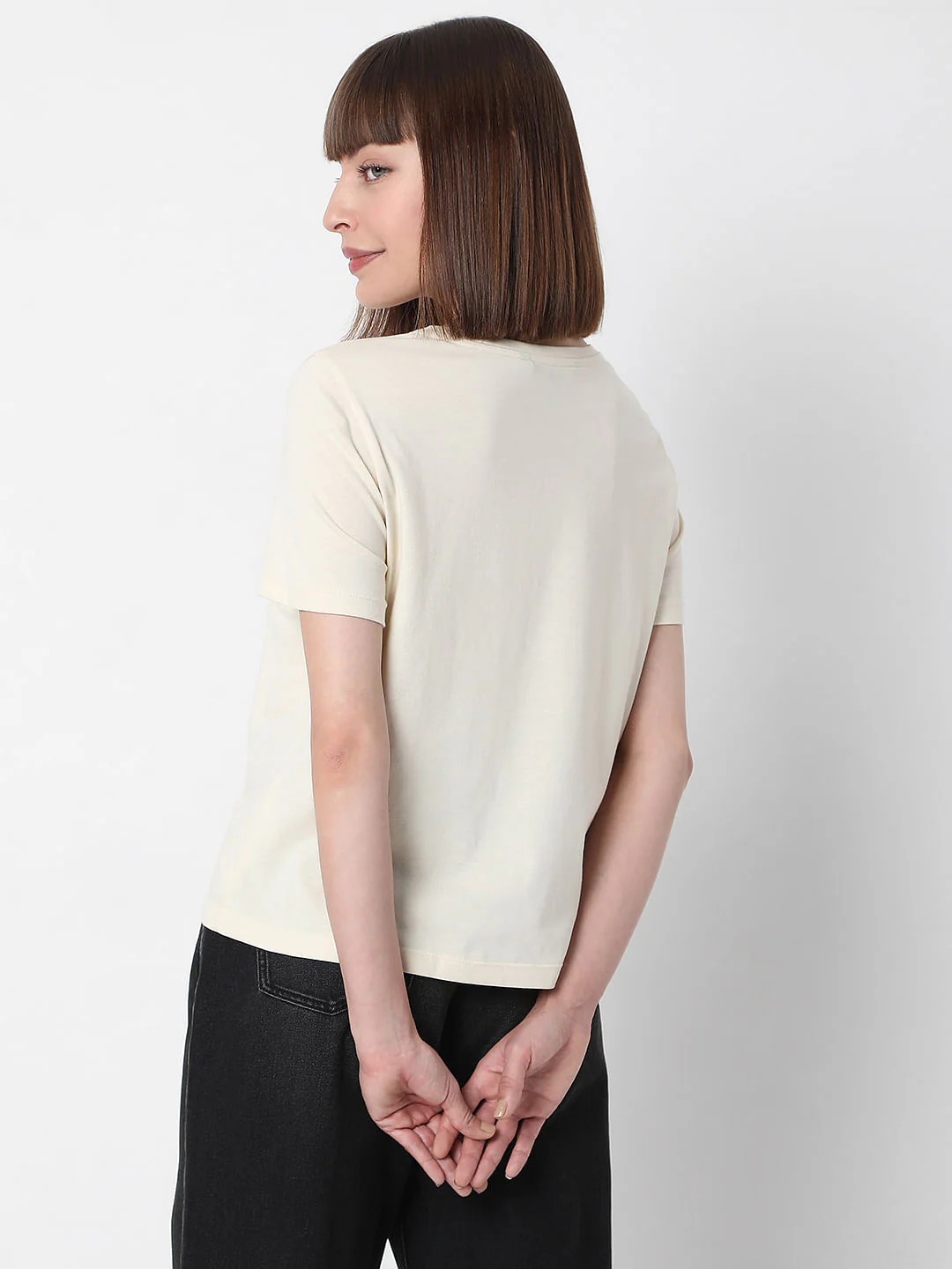Beige Slogan Print T-Shirt - Image 4