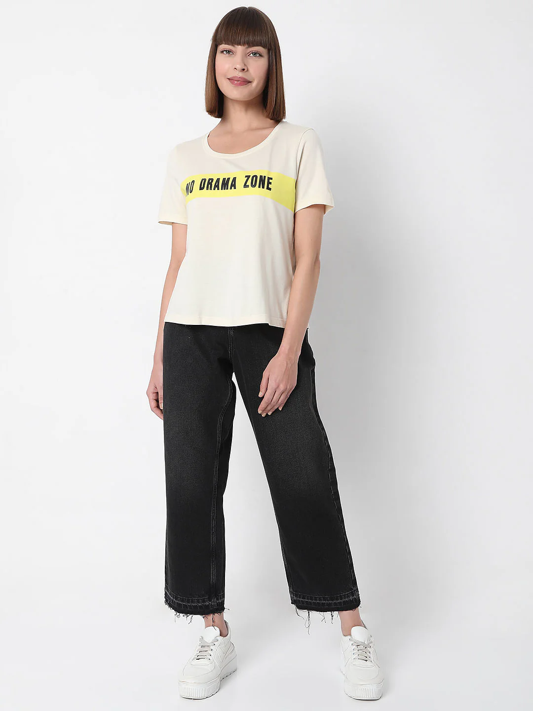 Beige Slogan Print T-Shirt - Image 5