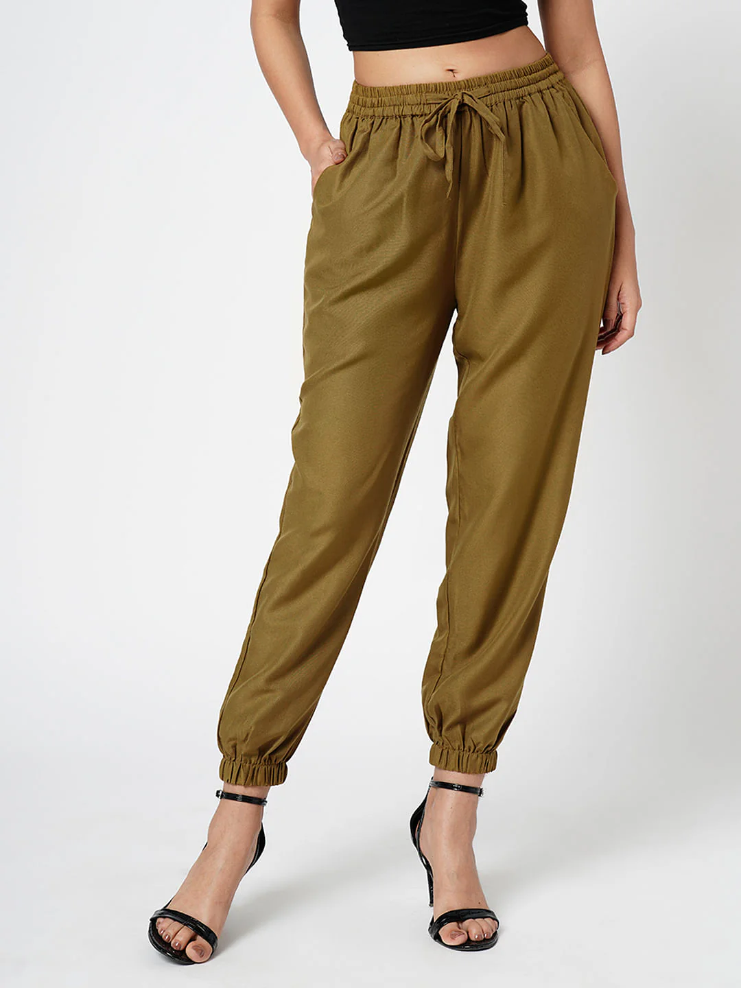 I.Scenery By Vero Moda Green High Rise Pants - Image 2