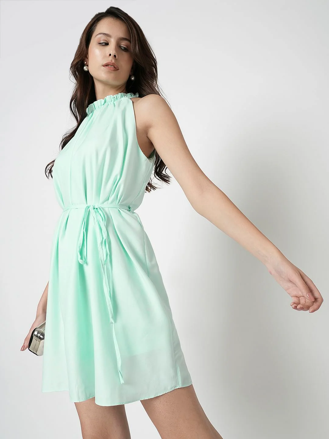I.Scenery By Vero Moda Mint Green Halter Neck Dress