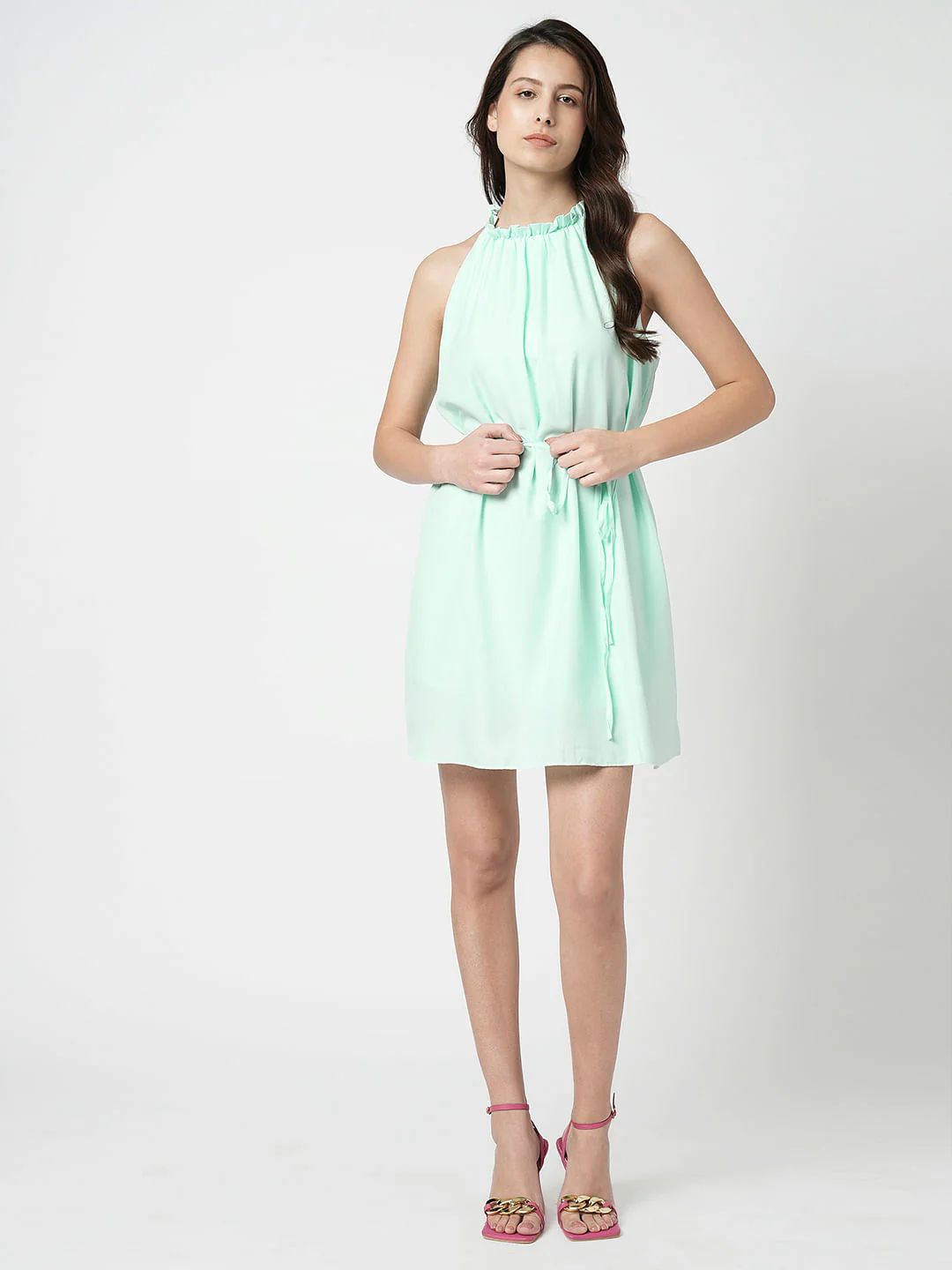 I.Scenery By Vero Moda Mint Green Halter Neck Dress - Image 5
