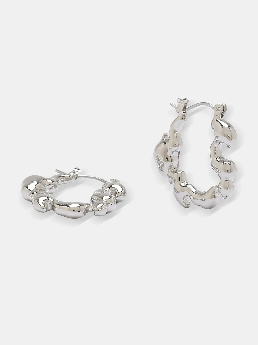 Silver Twisted Small Hoops - Image 3