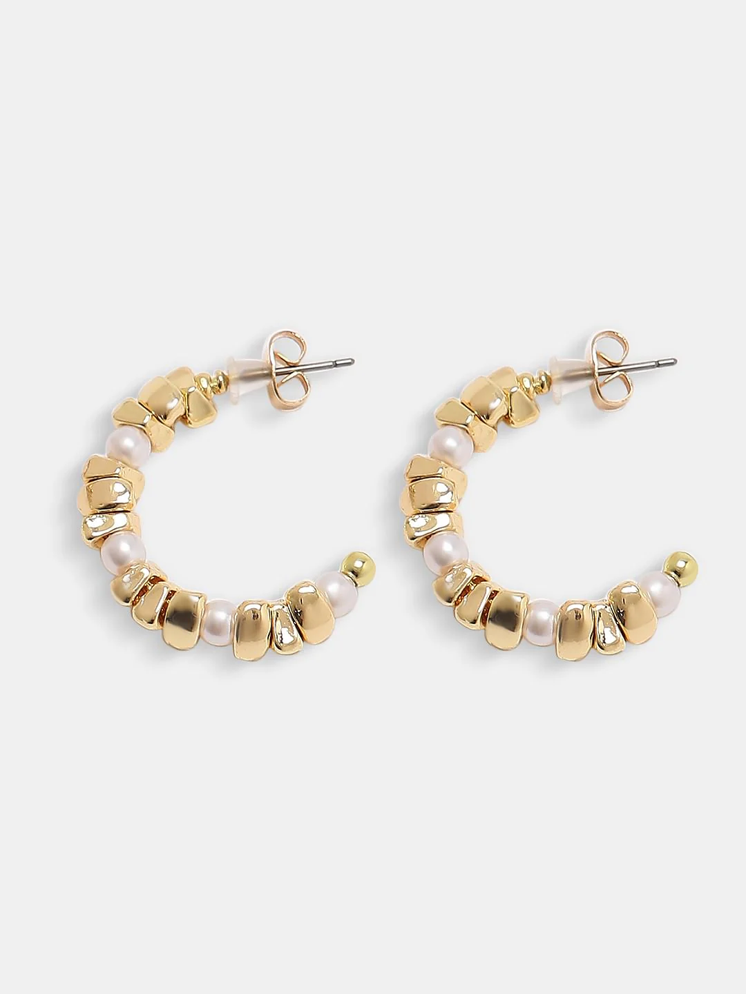 Golden Pearl Detail Hoops - Image 2