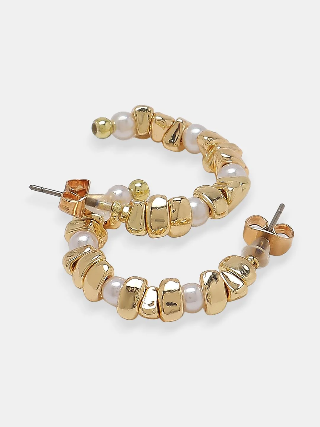 Golden Pearl Detail Hoops - Image 3