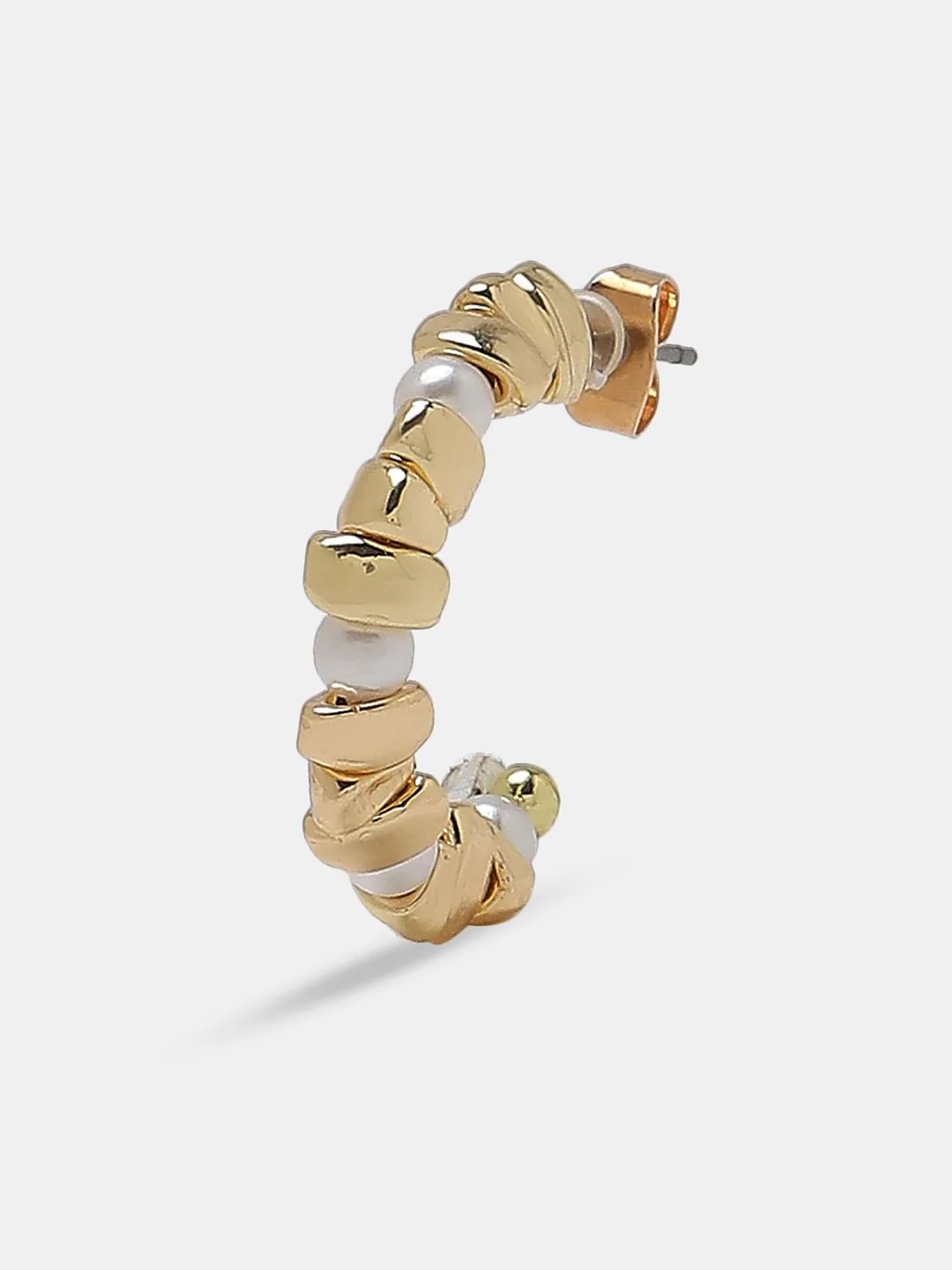 Golden Pearl Detail Hoops - Image 4
