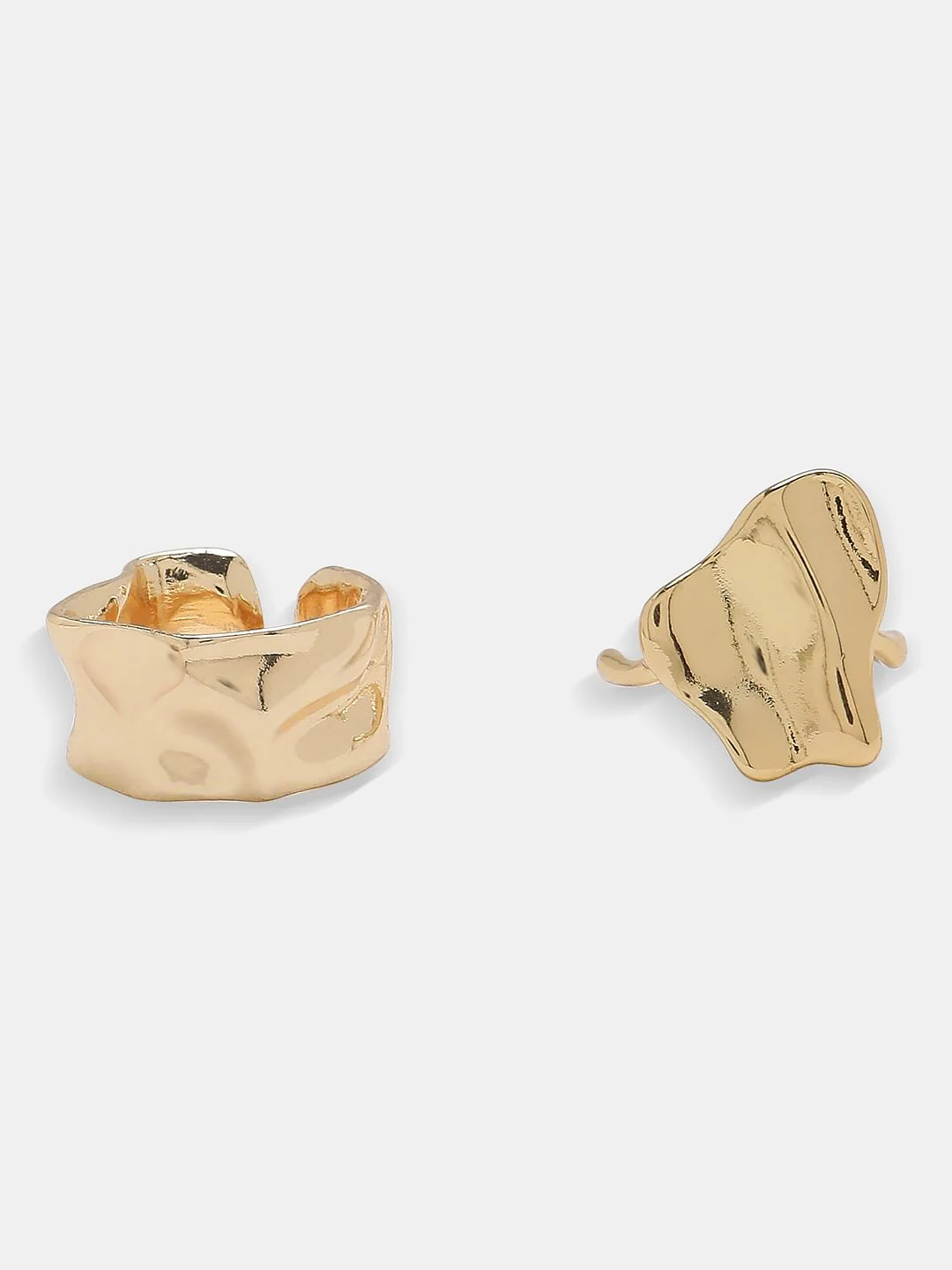 Golden Pack Of 2 Hammered Effect Rings - Image 2