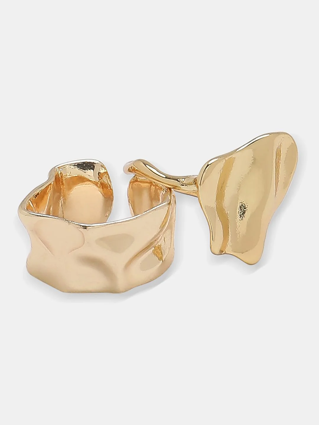 Golden Pack Of 2 Hammered Effect Rings - Image 4
