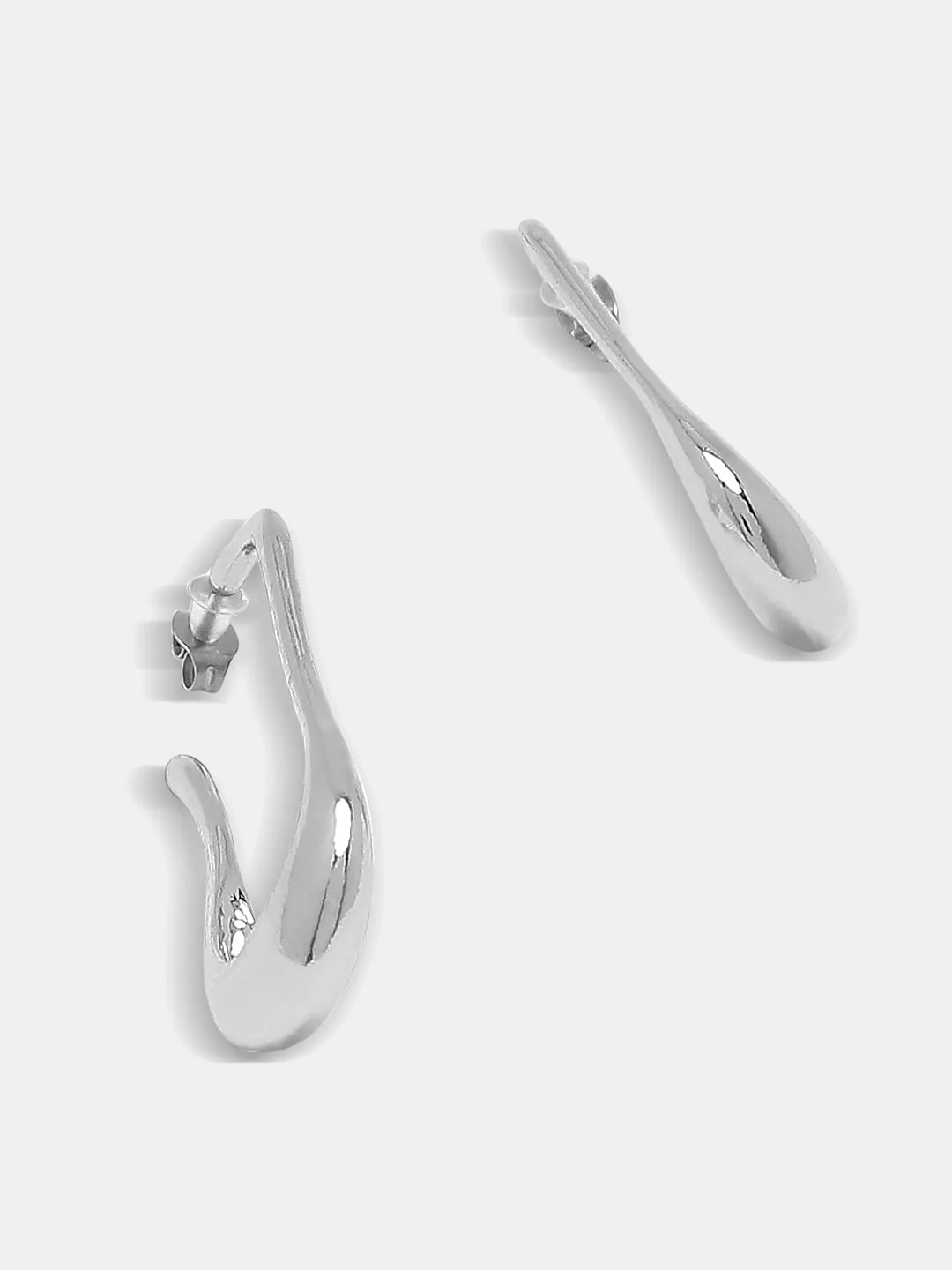 Silver Long Square Hoops - Image 3