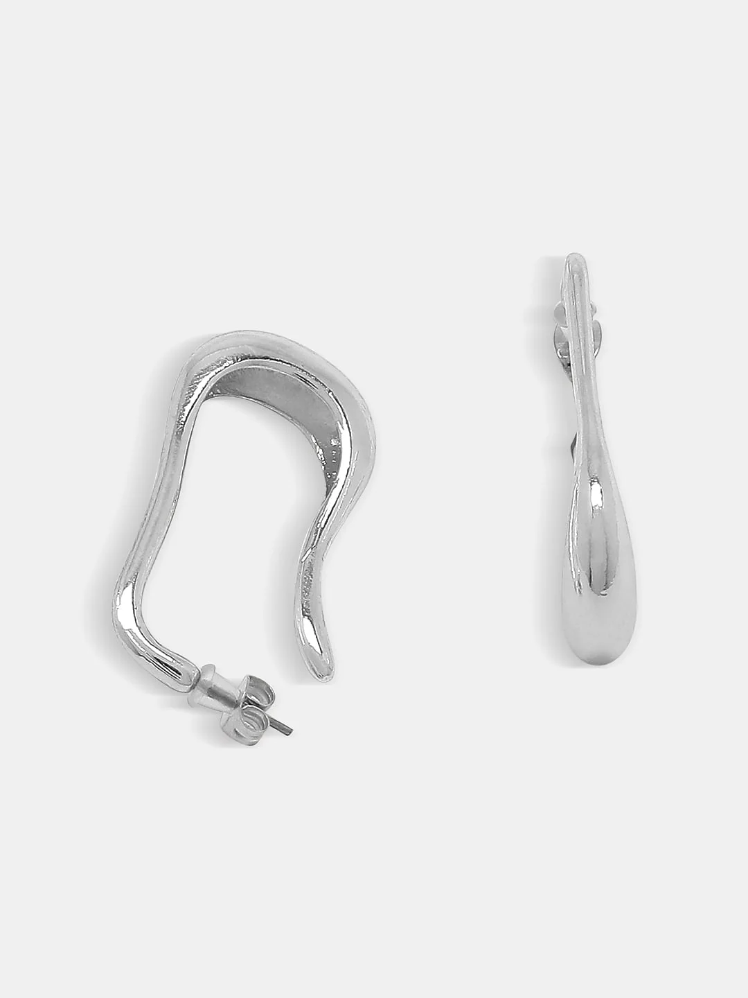 Silver Long Square Hoops - Image 4