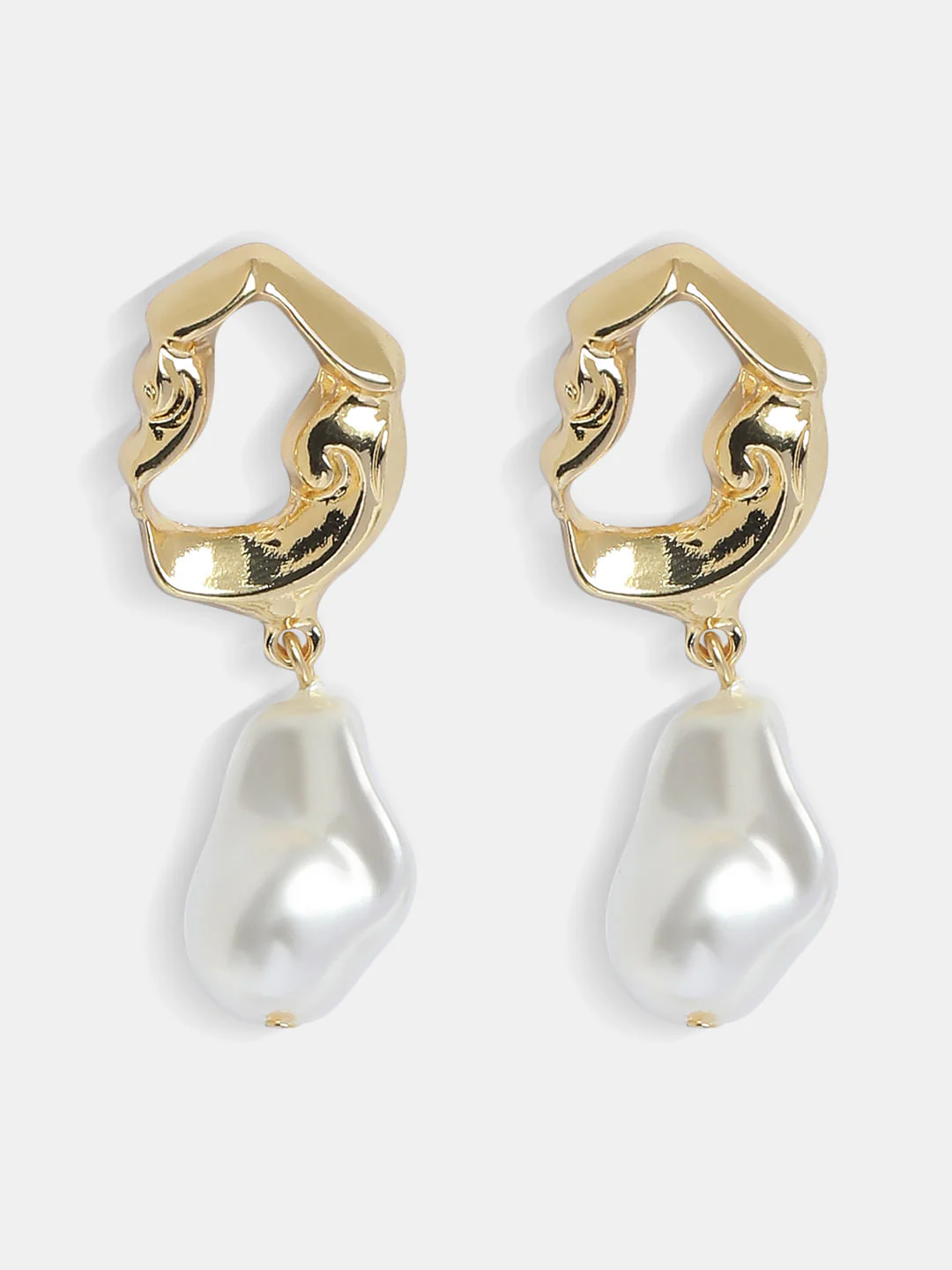 Gold Pearl Drop Earrings - Image 2