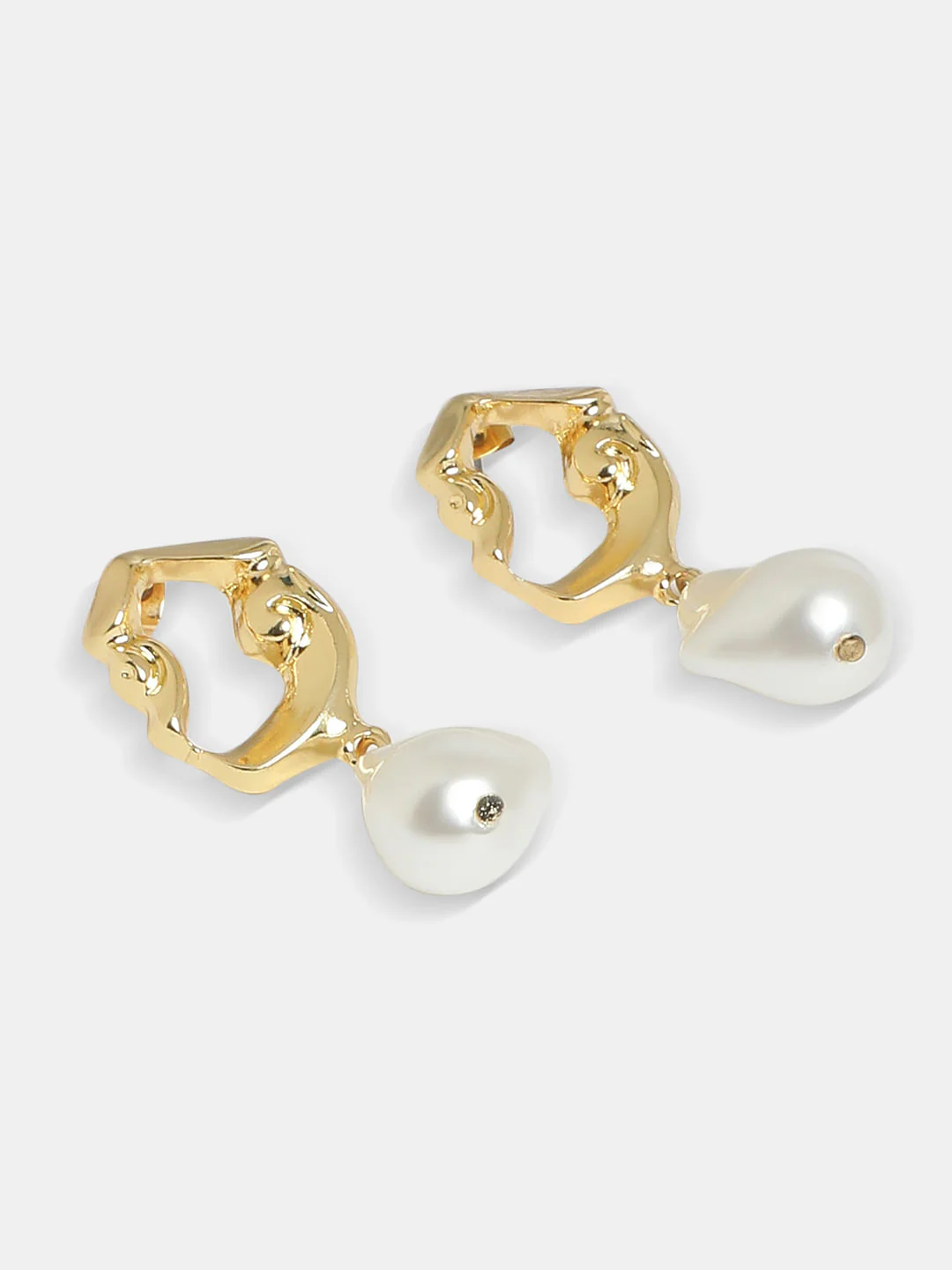 Gold Pearl Drop Earrings - Image 3