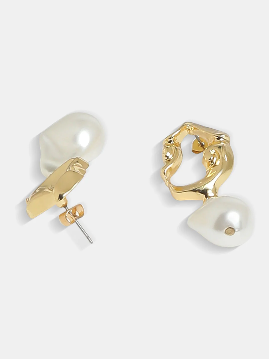 Gold Pearl Drop Earrings - Image 4