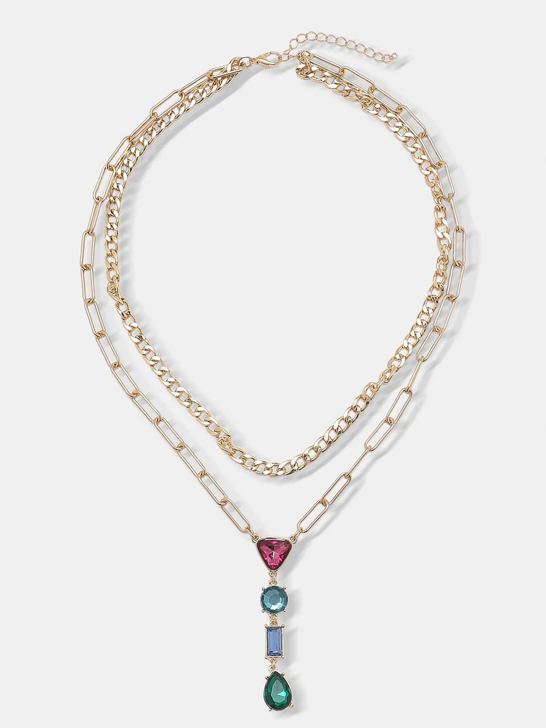 Golden Gemstone Detail Layered Necklace - Image 2