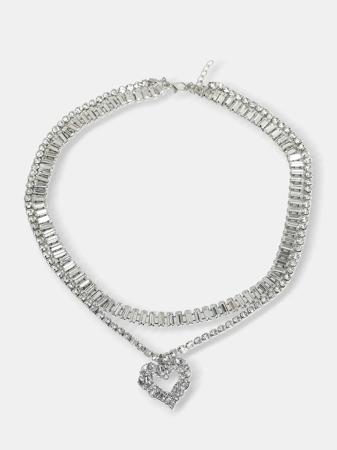 Silver Crystal Layered Necklace - Image 2