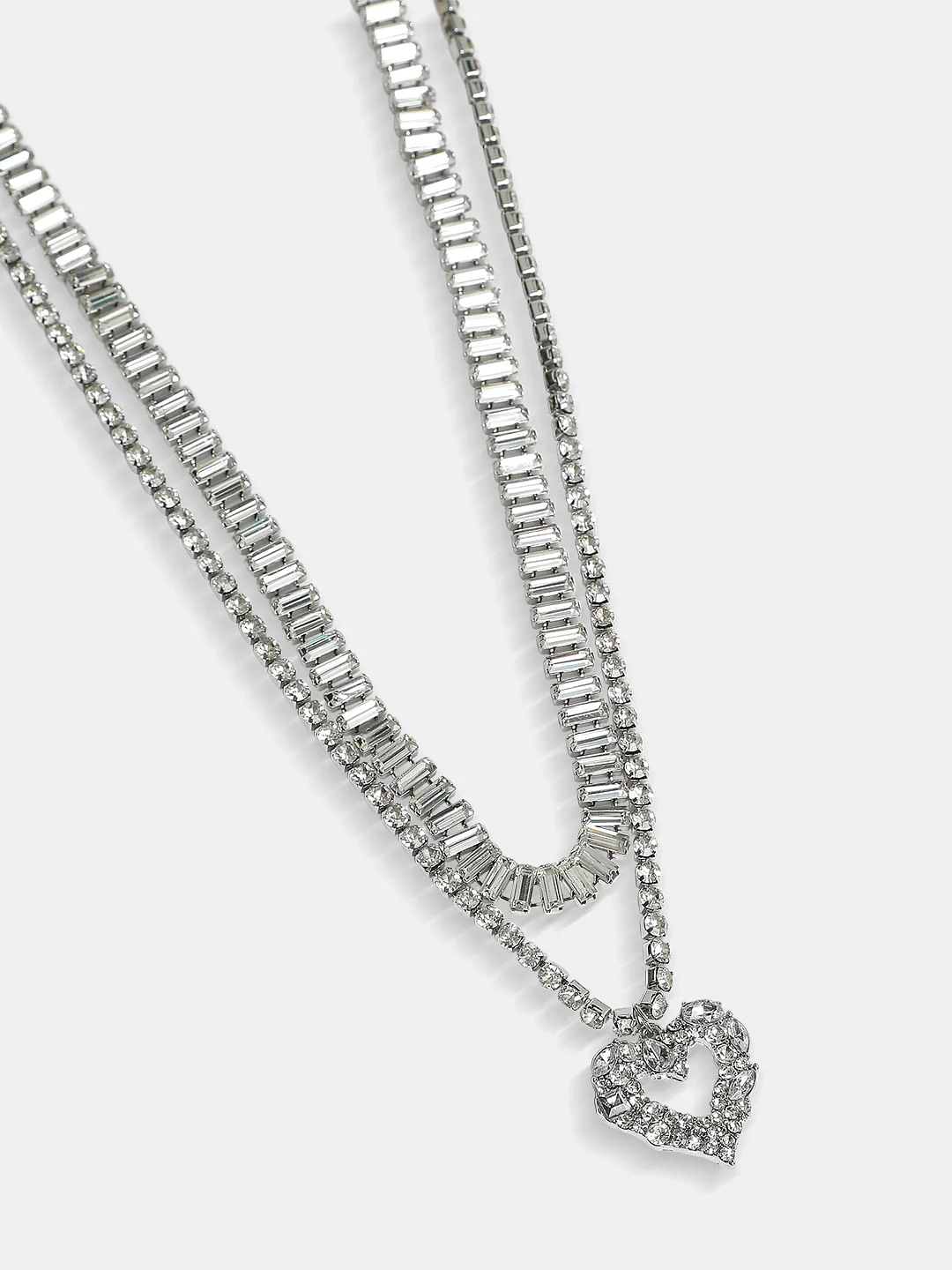 Silver Crystal Layered Necklace - Image 3