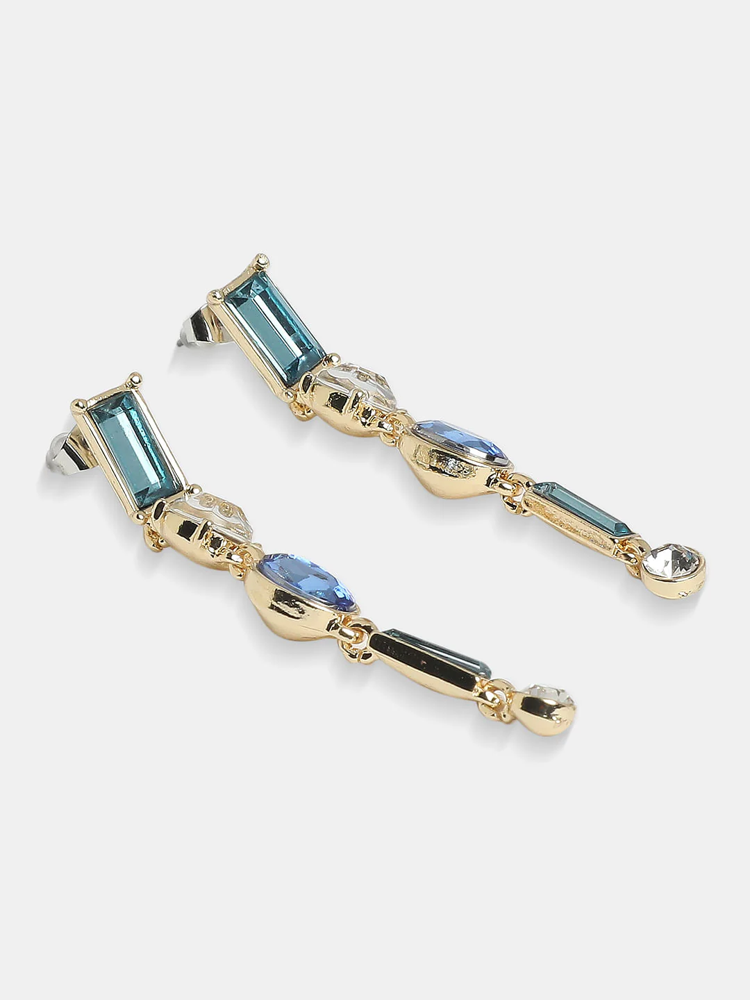 Blue Gemstone Long Drop Earrings - Image 4