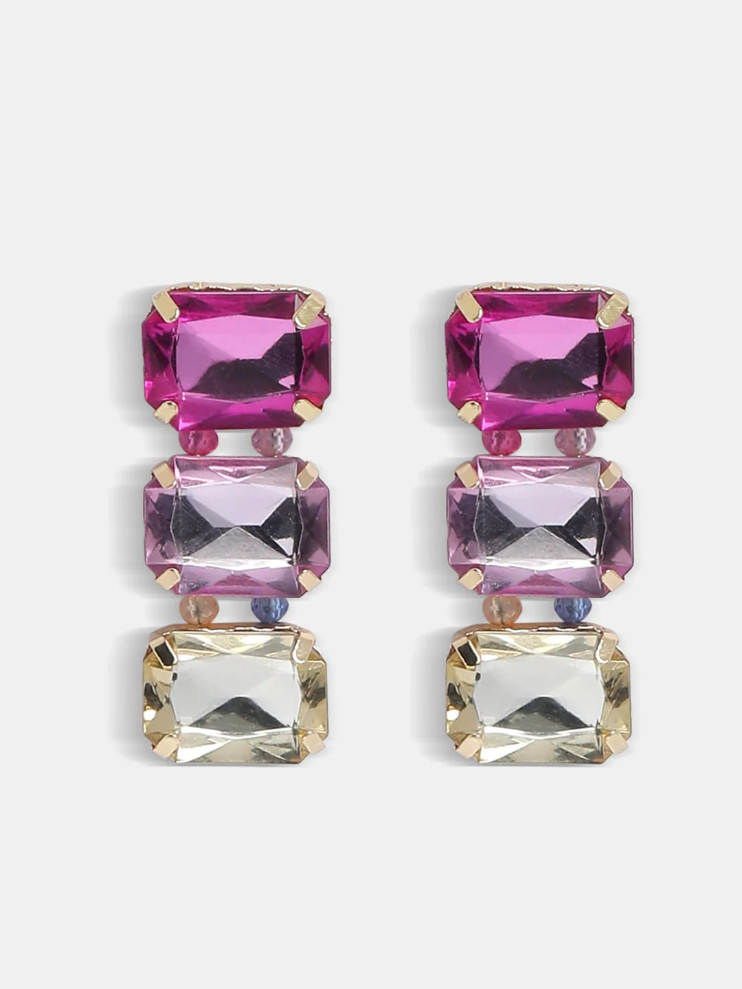 Pink Rhinestone Dangler Earrings - Image 2