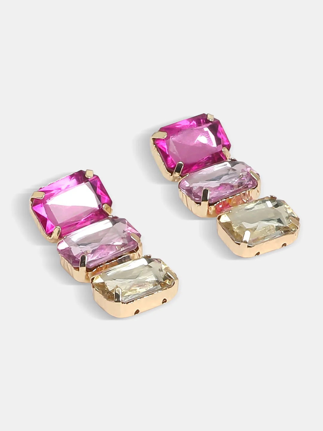 Pink Rhinestone Dangler Earrings - Image 3
