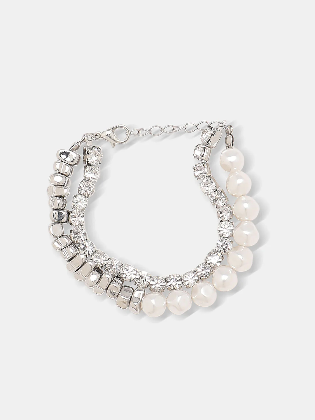 Silver Pearl Embellished Bracelet - Image 2