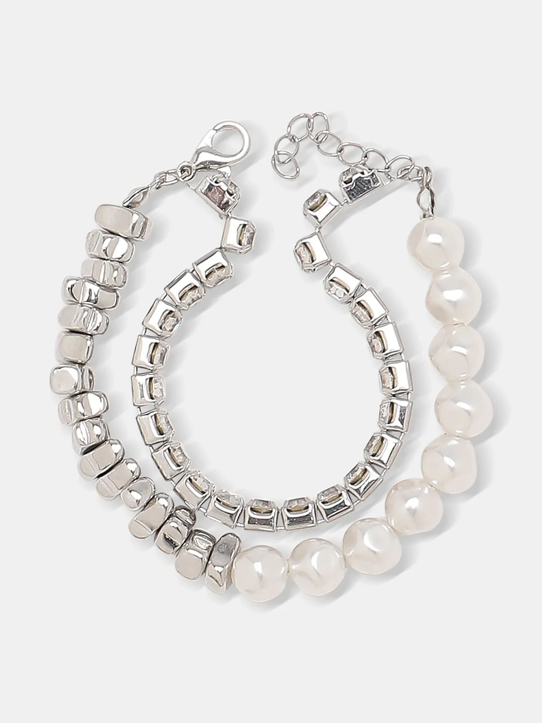 Silver Pearl Embellished Bracelet - Image 3