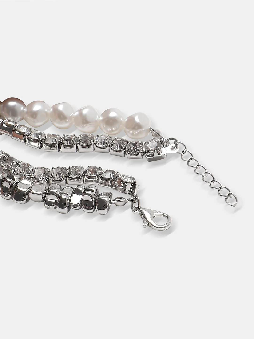 Silver Pearl Embellished Bracelet - Image 4