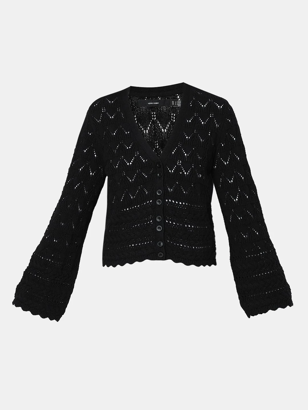 Black Pointelle Cardigan - Image 7