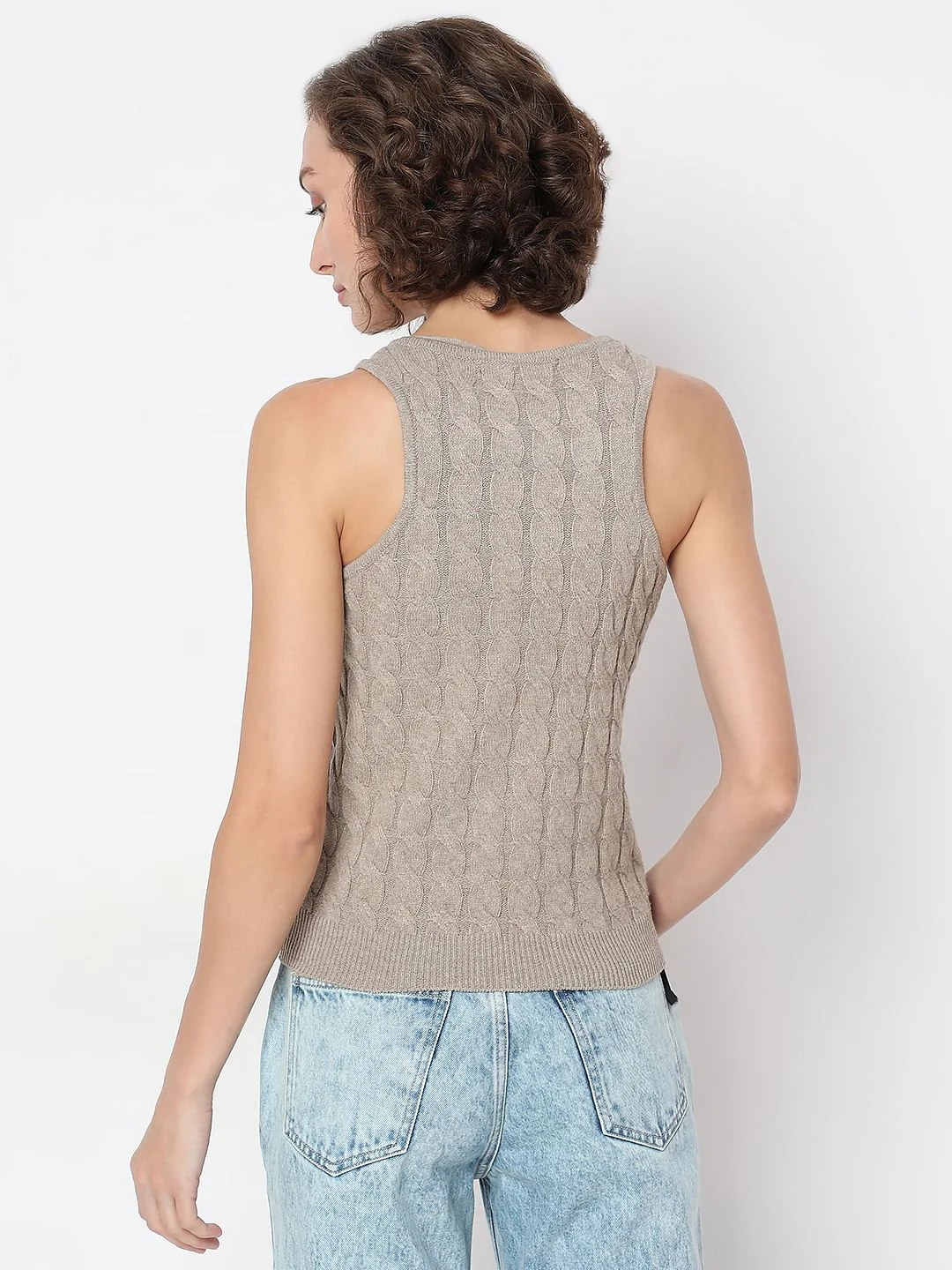 Beige Recycled Polyester Tank Top - Image 4