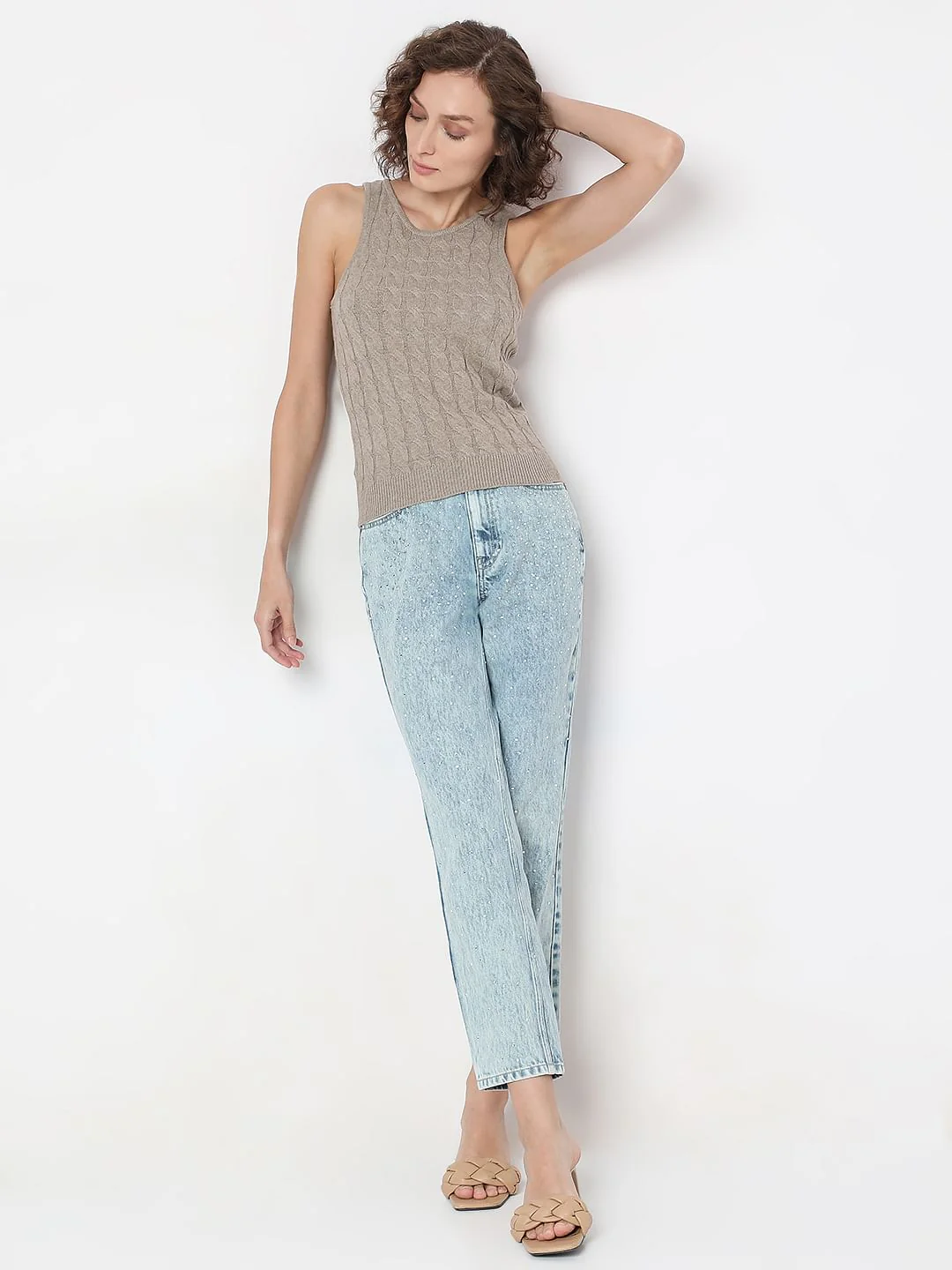 Beige Recycled Polyester Tank Top - Image 5