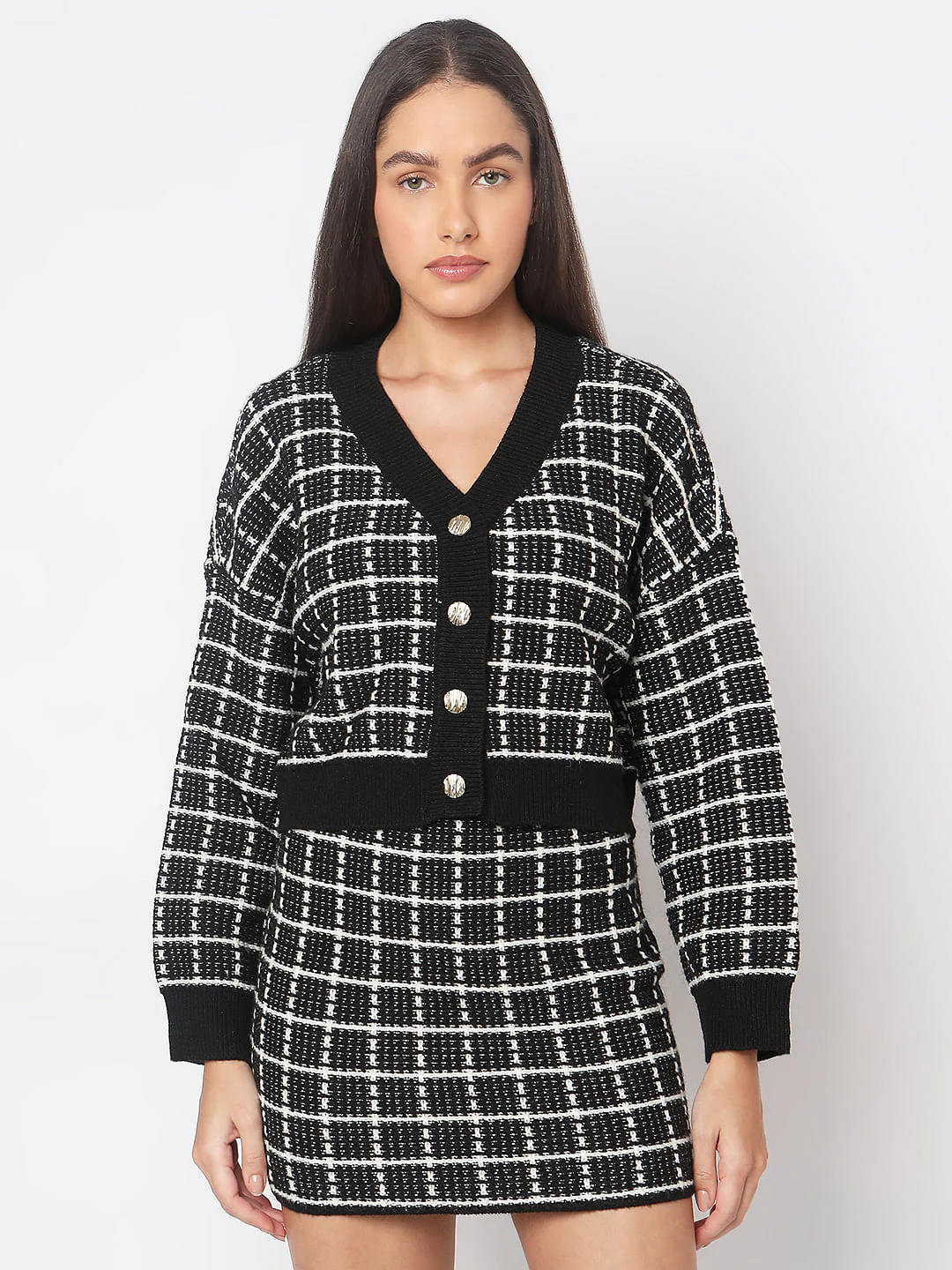Black Jacquard Cardigan - Image 2