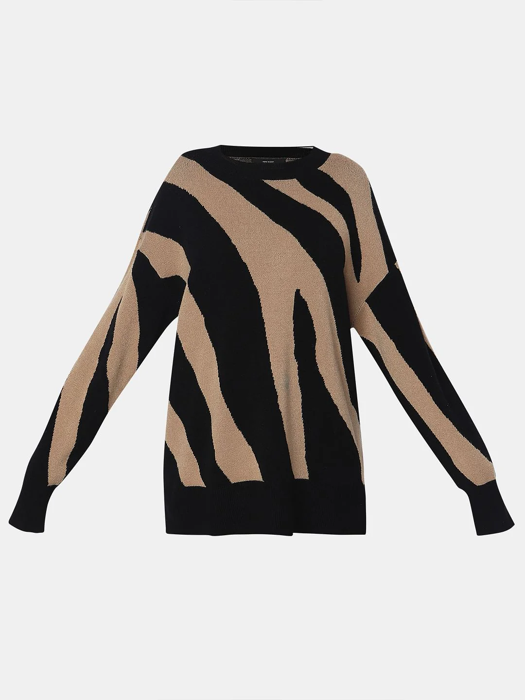 Black Abstract Print Long Pullover - Image 7