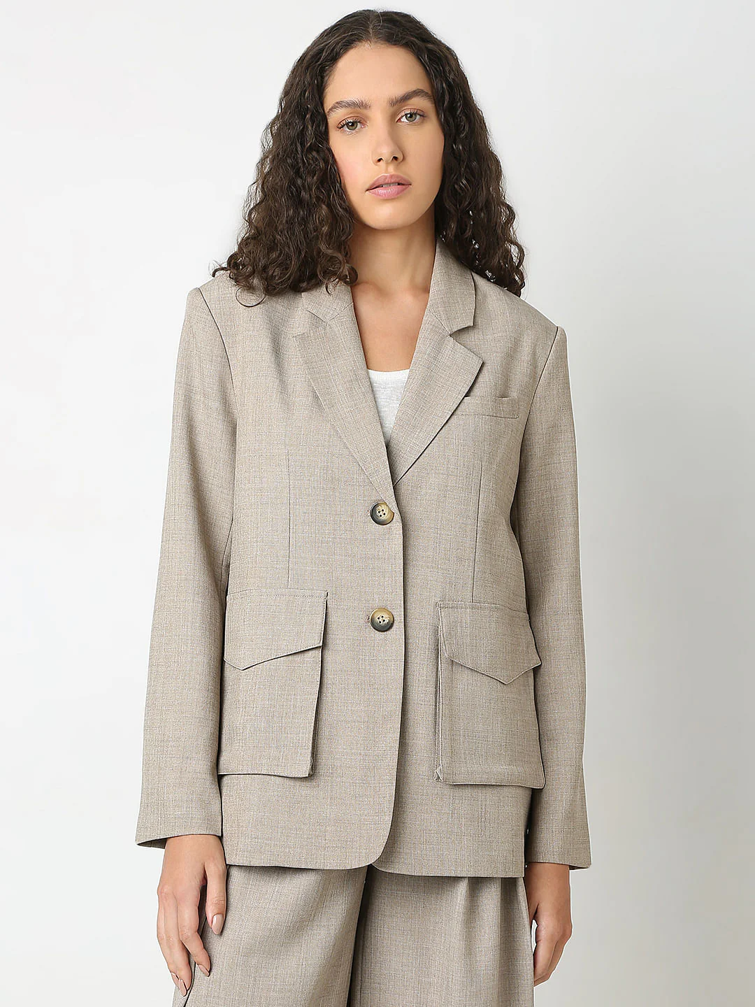 Taupe Grey Co-Ord Set Blazer - Image 2