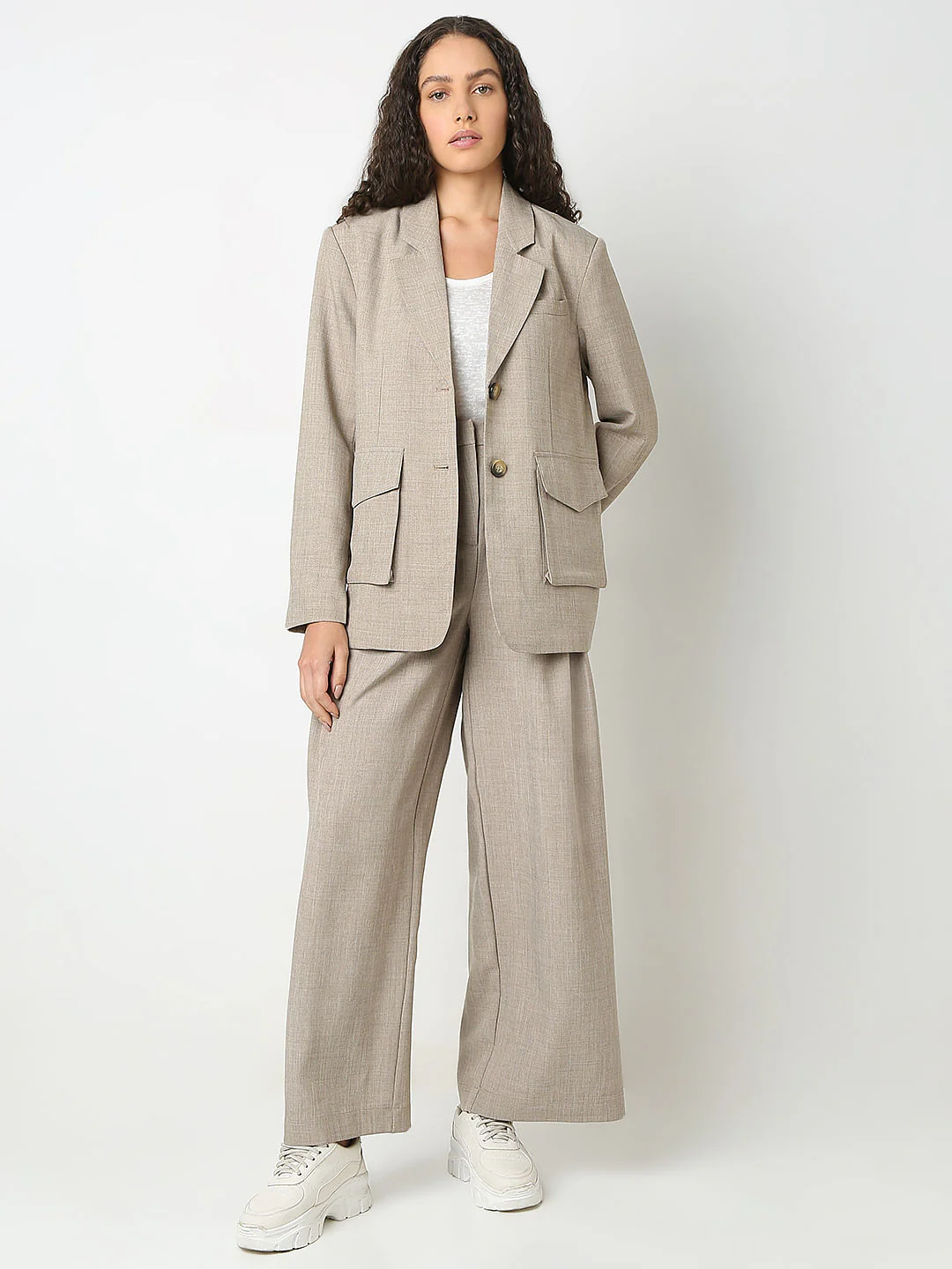Taupe Grey Co-Ord Set Blazer - Image 5