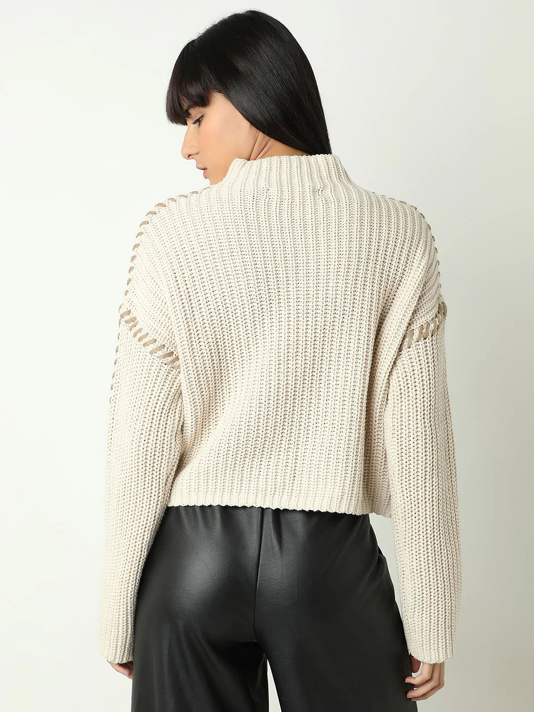 White Funnel Neck Pullover - Image 4