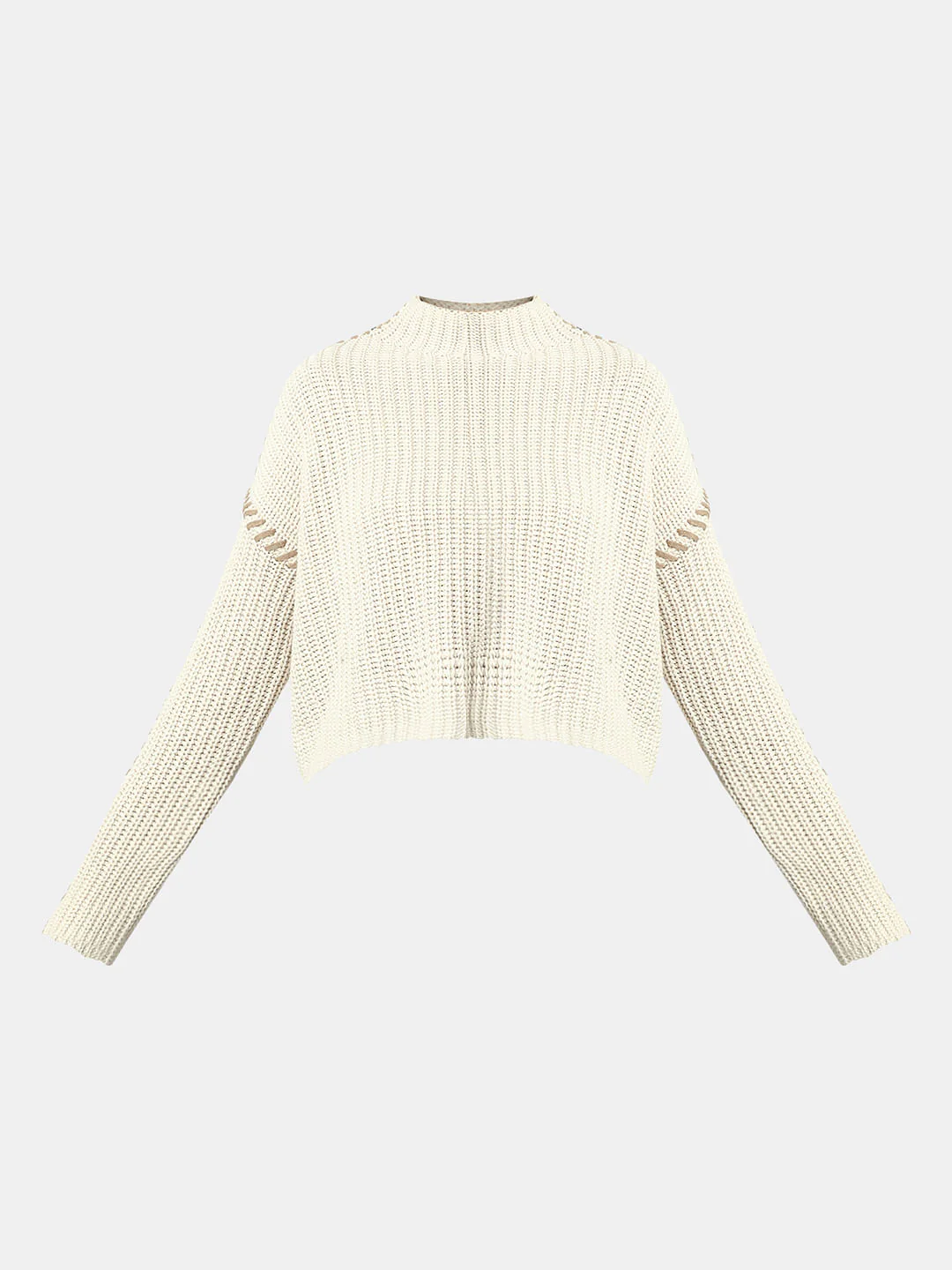 White Funnel Neck Pullover - Image 7