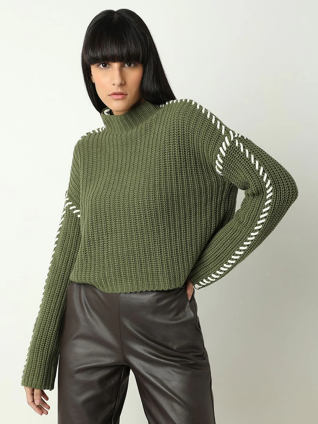 Green Funnel-Neck Pullover - Image 2