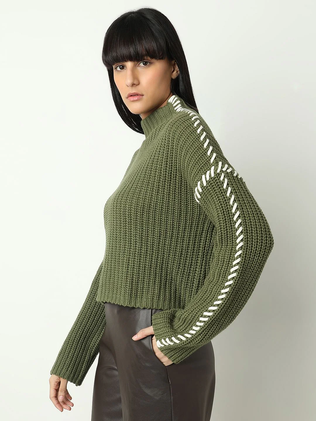 Green Funnel-Neck Pullover - Image 3